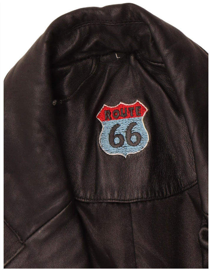 Route 66 Chaqueta de cuero para hombre UK 40 Grande Cuero negro