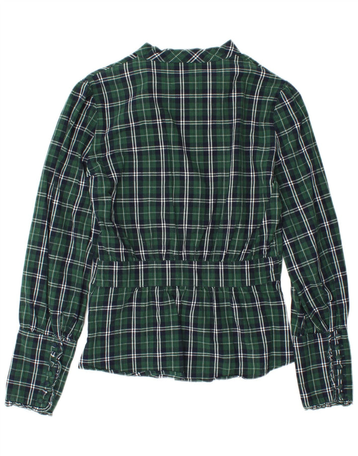 WAREHOUSE Blusa de manga larga para mujer Top UK 12 Medium Green Check