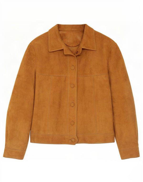 Vintage mujer ante chaqueta Reino Unido 14 marrón medio