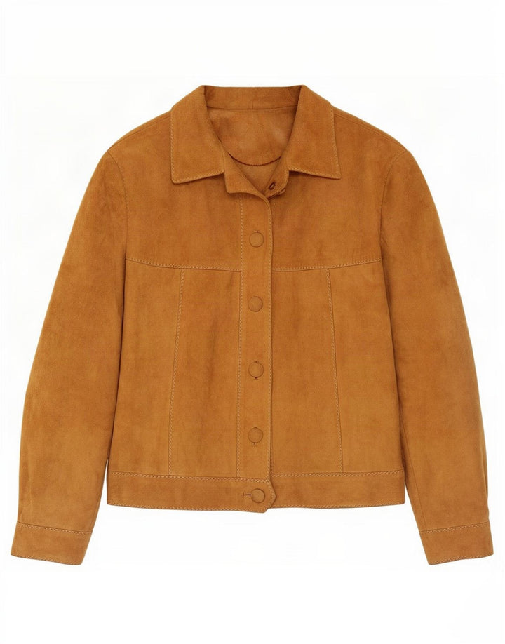 Vintage mujer ante chaqueta Reino Unido 14 marrón medio