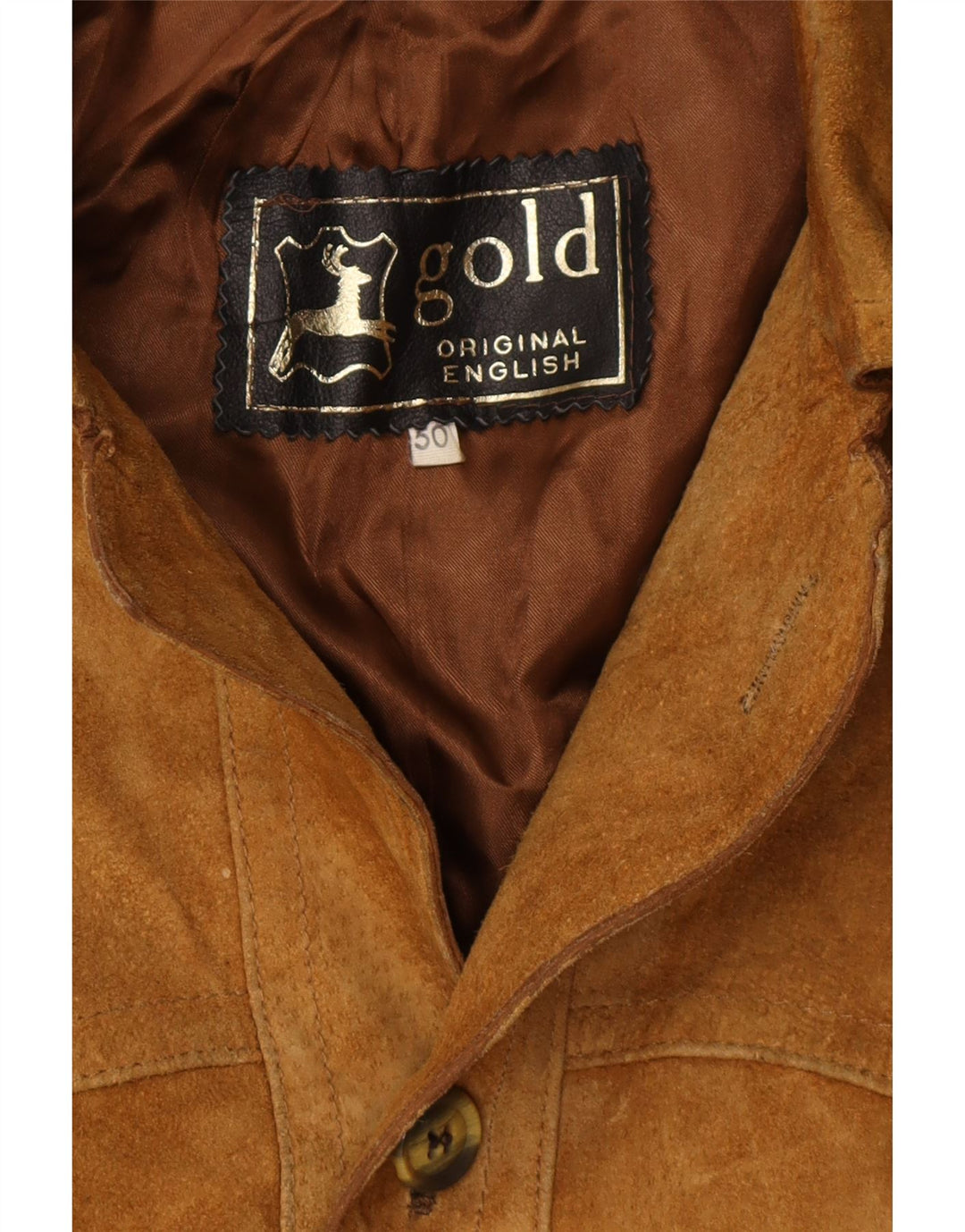 Chaqueta de ante vintage para hombre IT 50 cuero beige medio