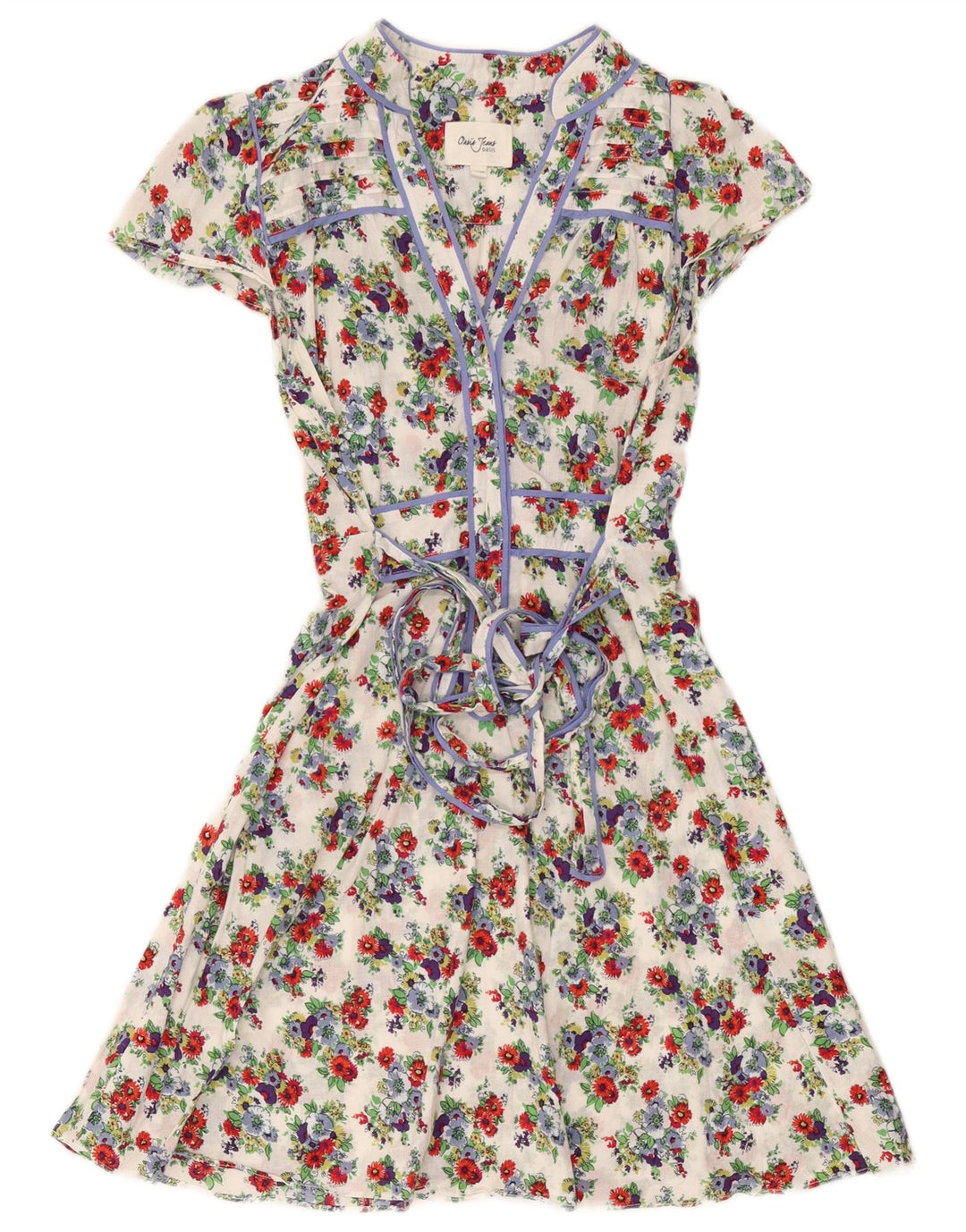Oasis Vestido Acampanado para Mujer UK 40 Mediano Blanco Floral