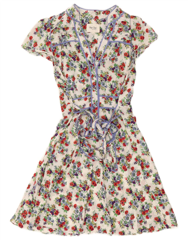 Oasis Vestido Acampanado para Mujer UK 40 Mediano Blanco Floral