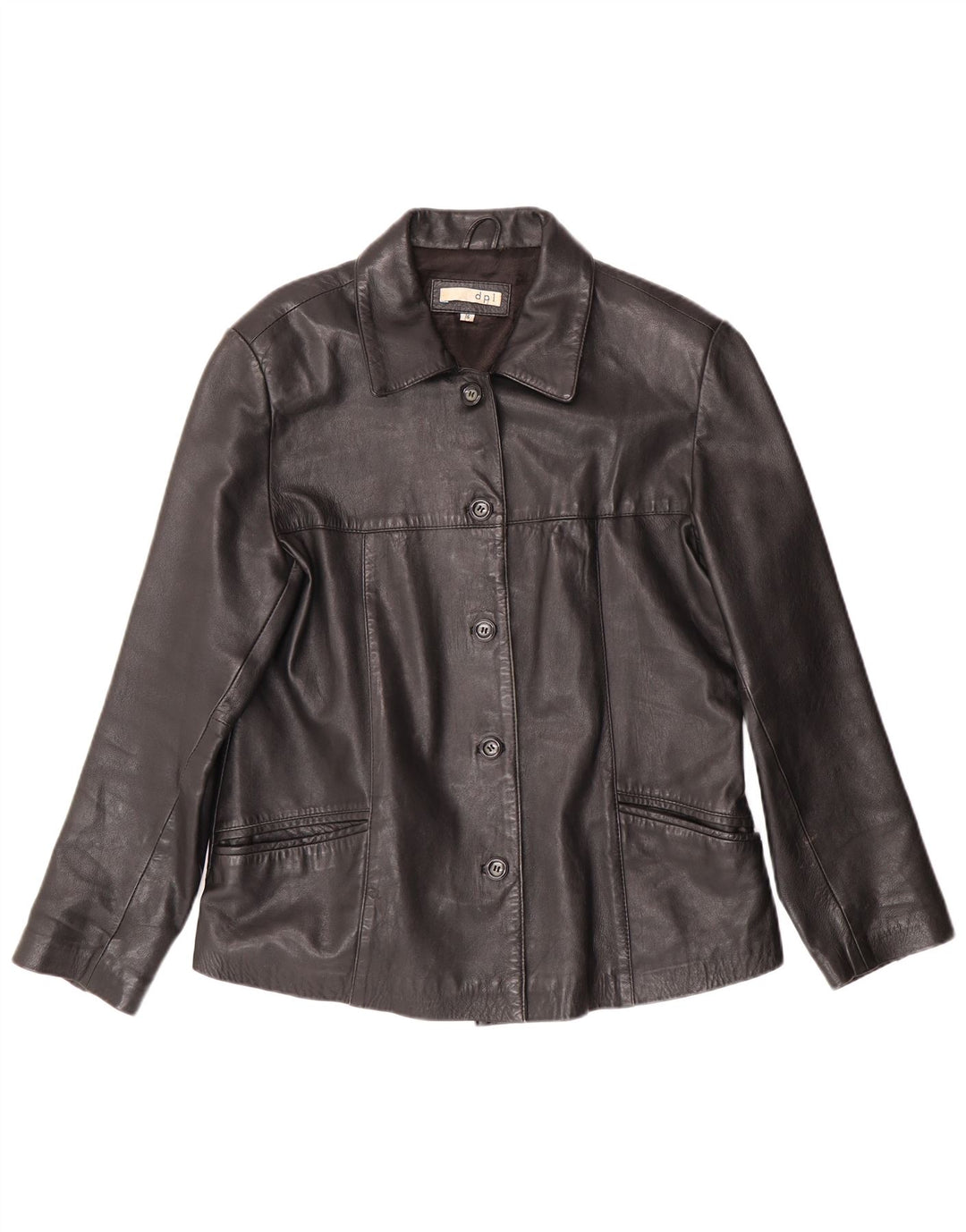 Vintage mujer chaqueta de cuero Reino Unido 16 cuero negro grande
