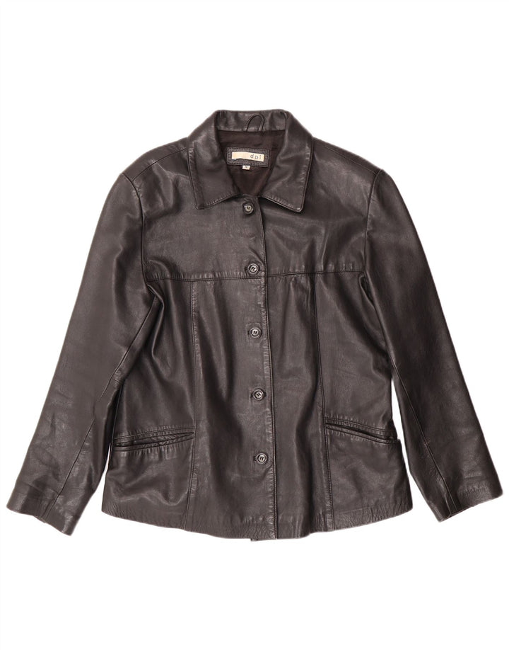 Vintage mujer chaqueta de cuero Reino Unido 16 cuero negro grande