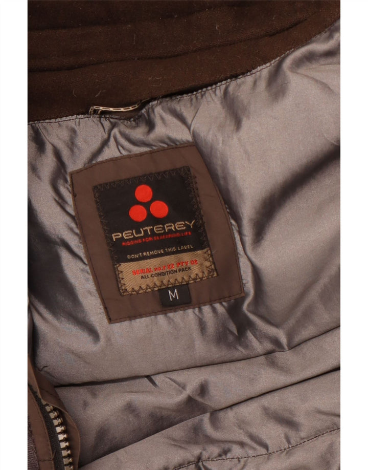 PEUTEREY Chaqueta acolchada con capucha para hombre UK 38 Algodón marrón medio