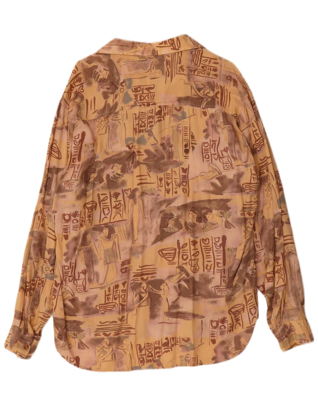 Camisa gráfica vintage para hombre XL Viscosa beige