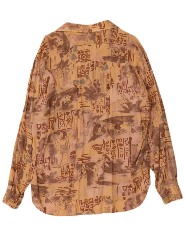 Camisa gráfica vintage para hombre XL Viscosa beige