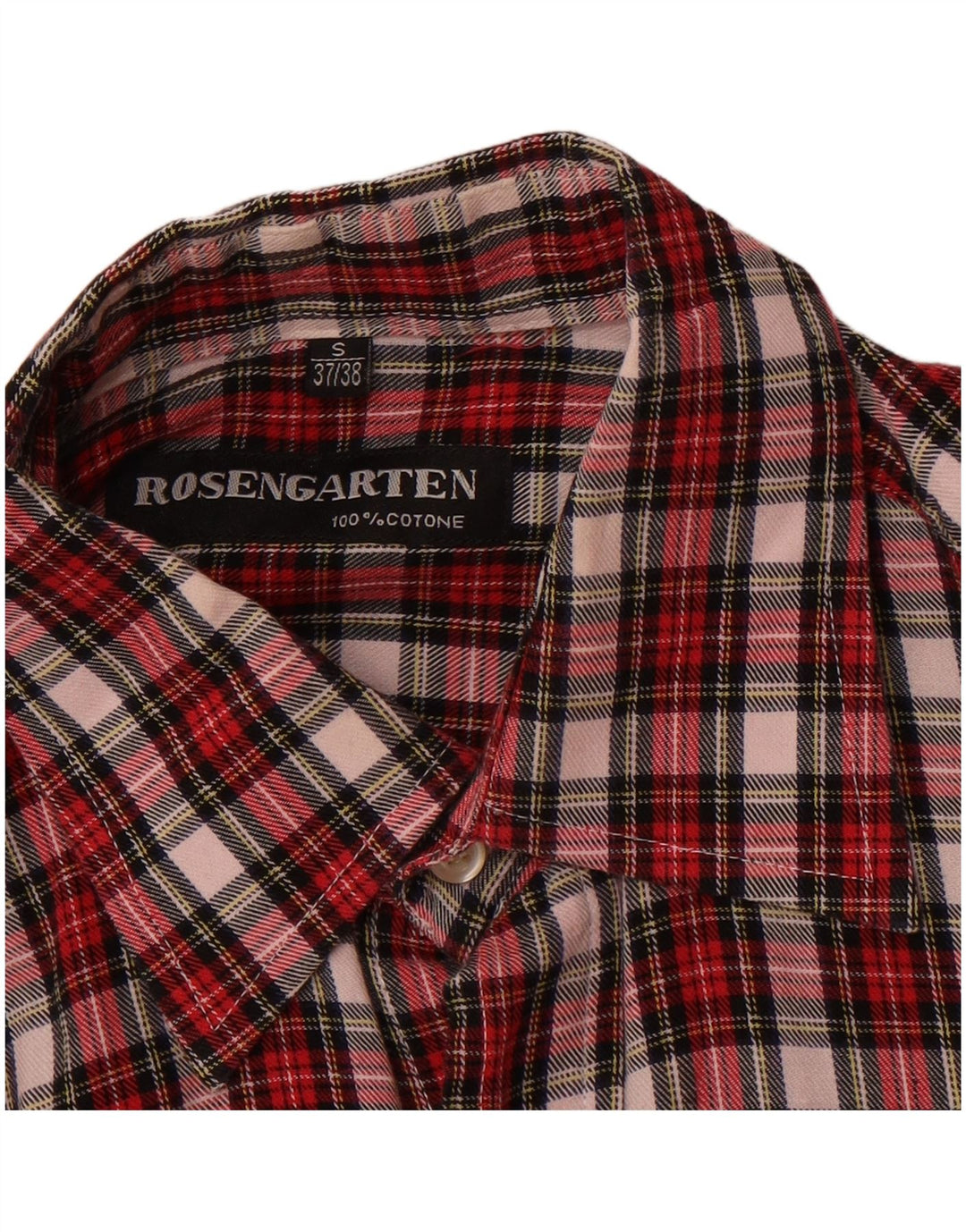 ROSENGARTEN Mens Flannel Shirt Size 37/38 Small Red Check Cotton