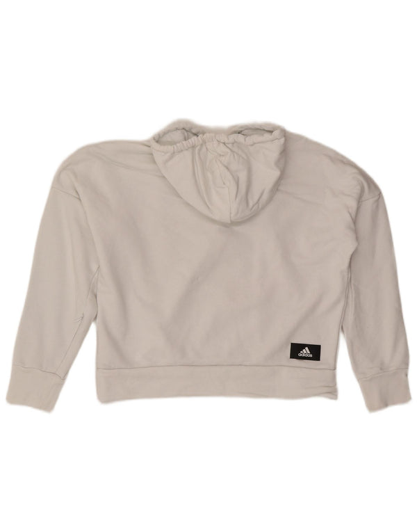 Adidas Mujer Oversize Crop Graphic Sudadera con capucha Jumper UK 4/6 XS Algodón Blanco