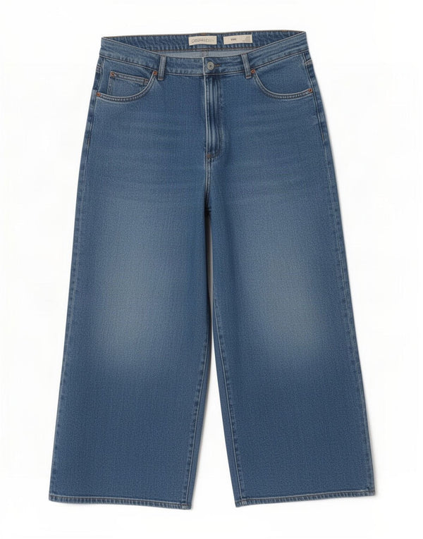 Marks & Spencer Vaqueros de pierna ancha y cintura alta para mujer UK 40 Large W36 L22 Azul