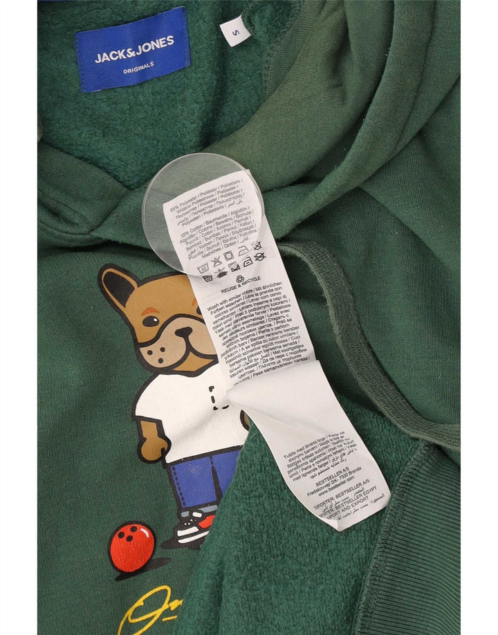 Jack & Jones Hombre Graphic Hoodie Jumper Small Verde Poliéster