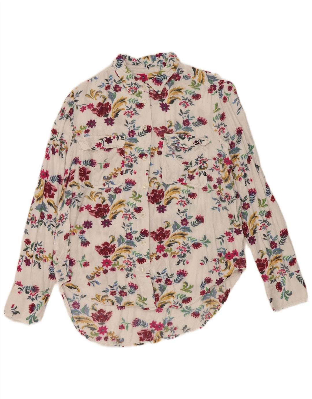 Marks & Spencer Camisa para mujer Reino Unido 42 Viscosa floral blanca mediana