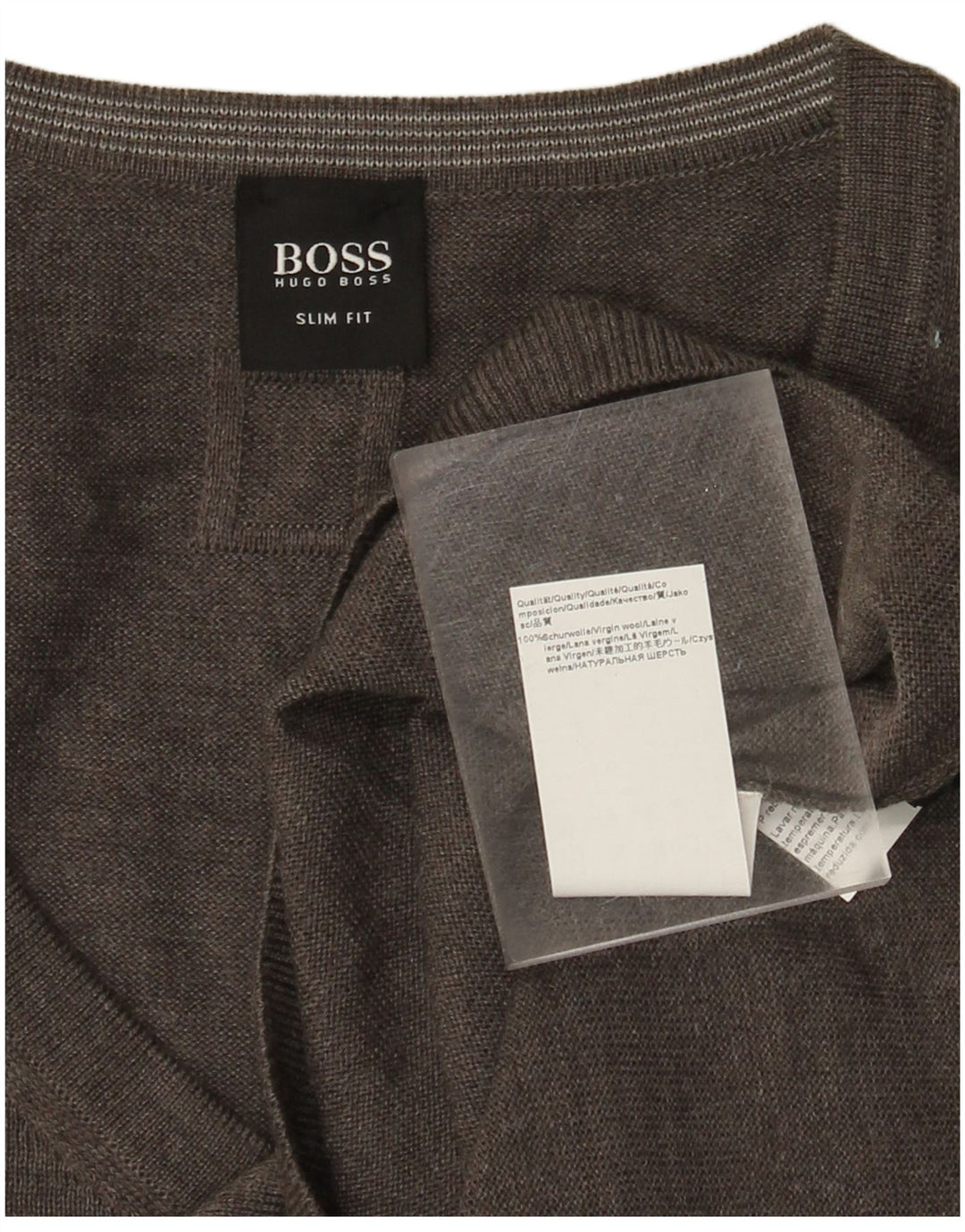 HUGO BOSS Jersey ajustado con cuello en V para hombre 3XL Lana gris