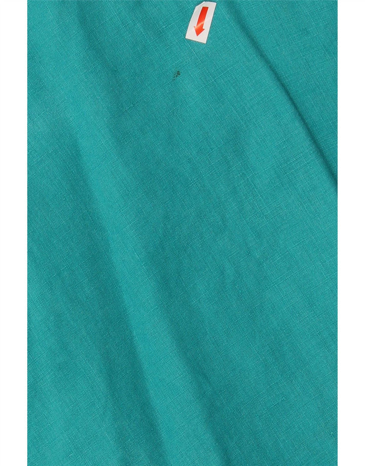 RALPH LAUREN Blusa de manga larga para mujer UK 14 Lino turquesa medio