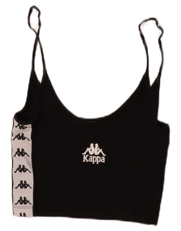 Kappa Top corto con estampado gráfico para mujer UK 4 XS Algodón color block negro