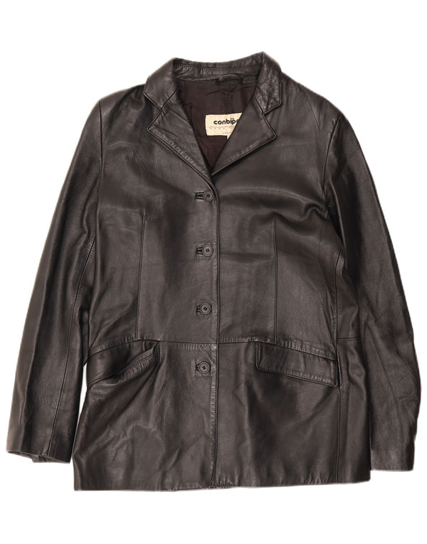 Conbipel Chaqueta Blazer de Cuero con 4 Botones para Mujer IT 48 XL Negro