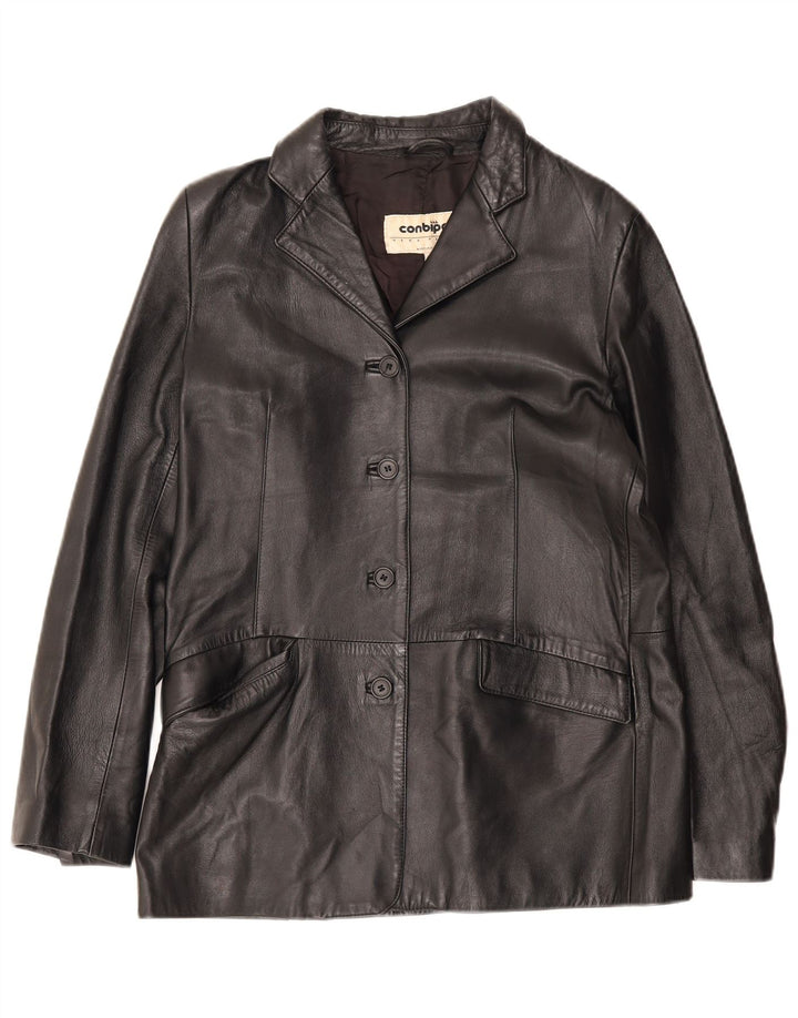 Conbipel Chaqueta Blazer de Cuero con 4 Botones para Mujer IT 48 XL Negro