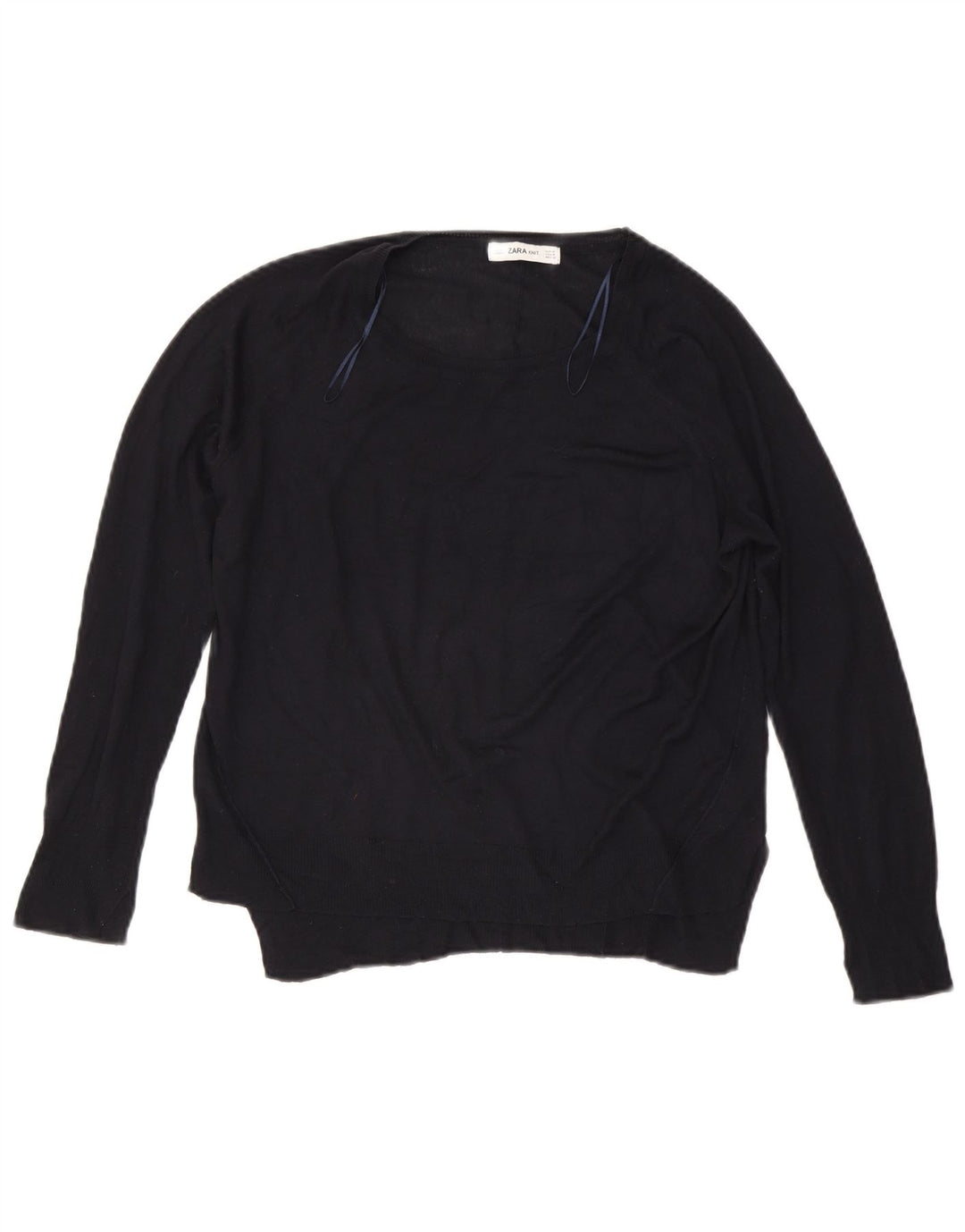 Zara - Jersey con cuello barco para mujer, talla 40, talla mediana, azul marino