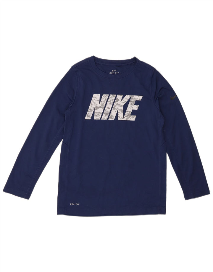 Nike Boys Dri Fit Graphic Top manga larga 10-11 años mediano azul marino