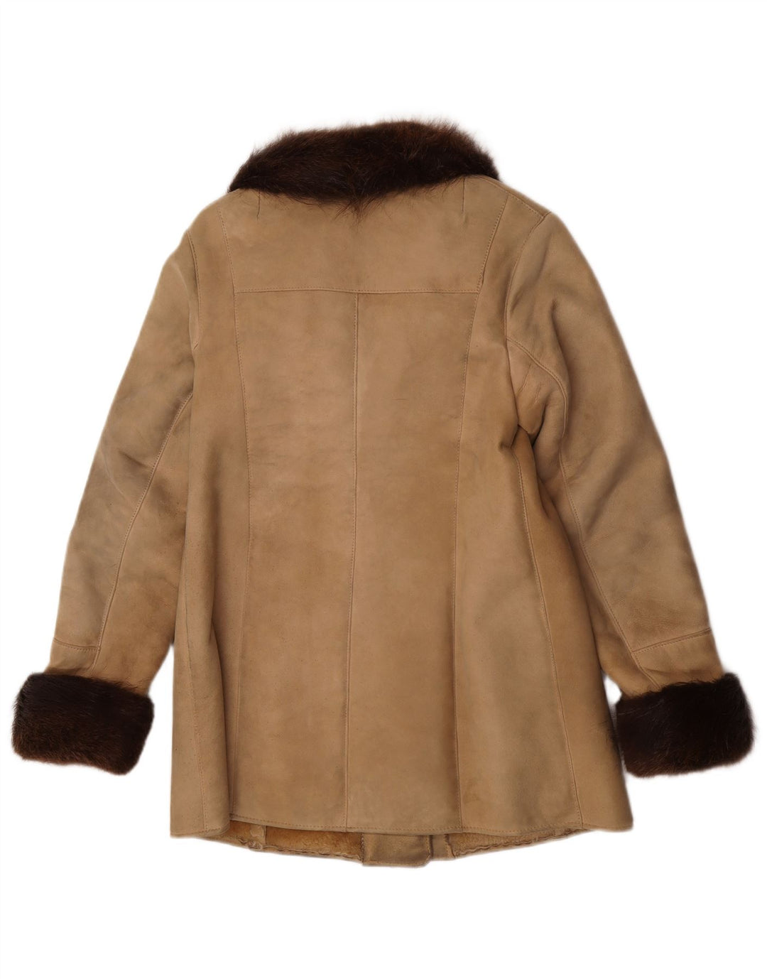 Vintage mujer shearling abrigo Reino Unido 10 pequeño beige