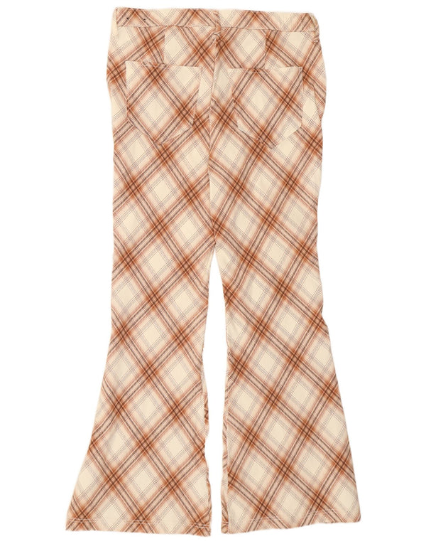 Pantalones Hollister Flare Casuales Para Mujer Grande W32 L32 Viscosa A Cuadros Beige