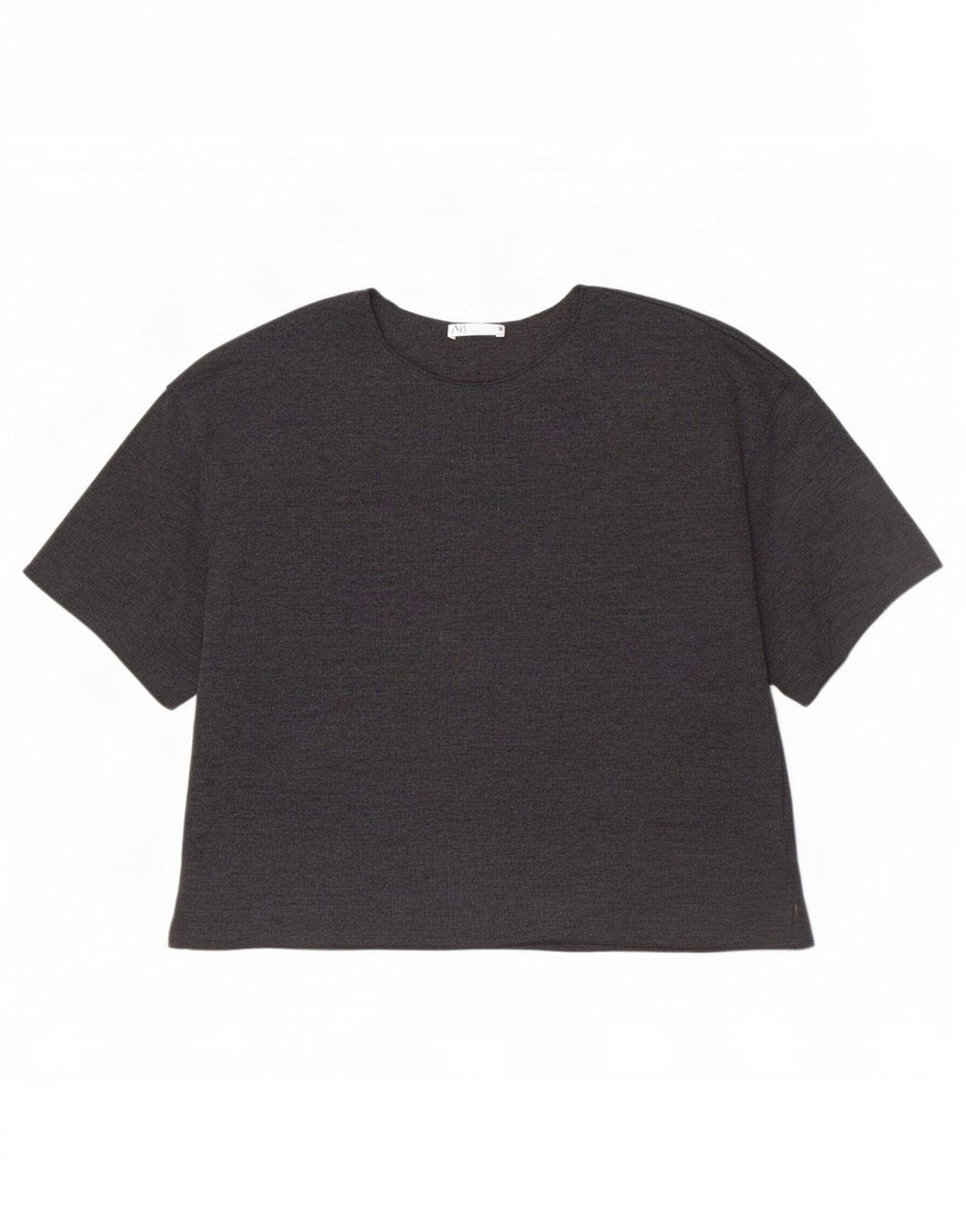 Zara Camiseta Mujer Top UK 12 Algodón Gris Medio