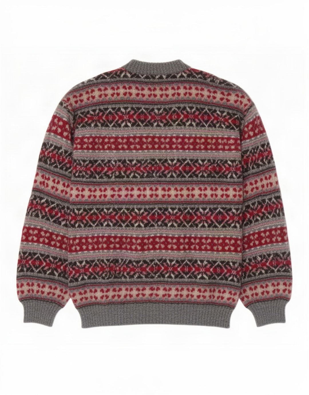 Vintage hombres cuello redondo jersey suéter grande gris feria isla