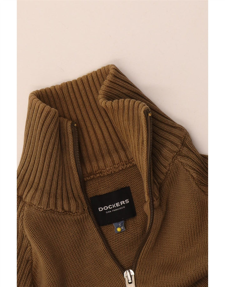Dockers Suéter tipo cárdigan para hombre pequeño color caqui