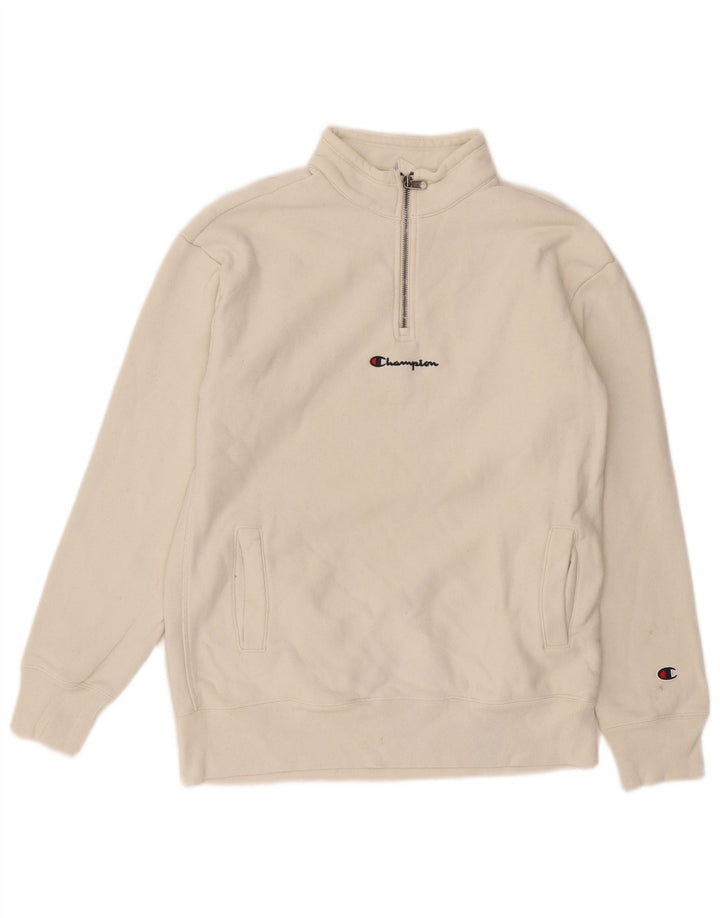Champion Sudadera Con Cremallera Y Cuello Para Hombre Jersey Pequeño Blanco