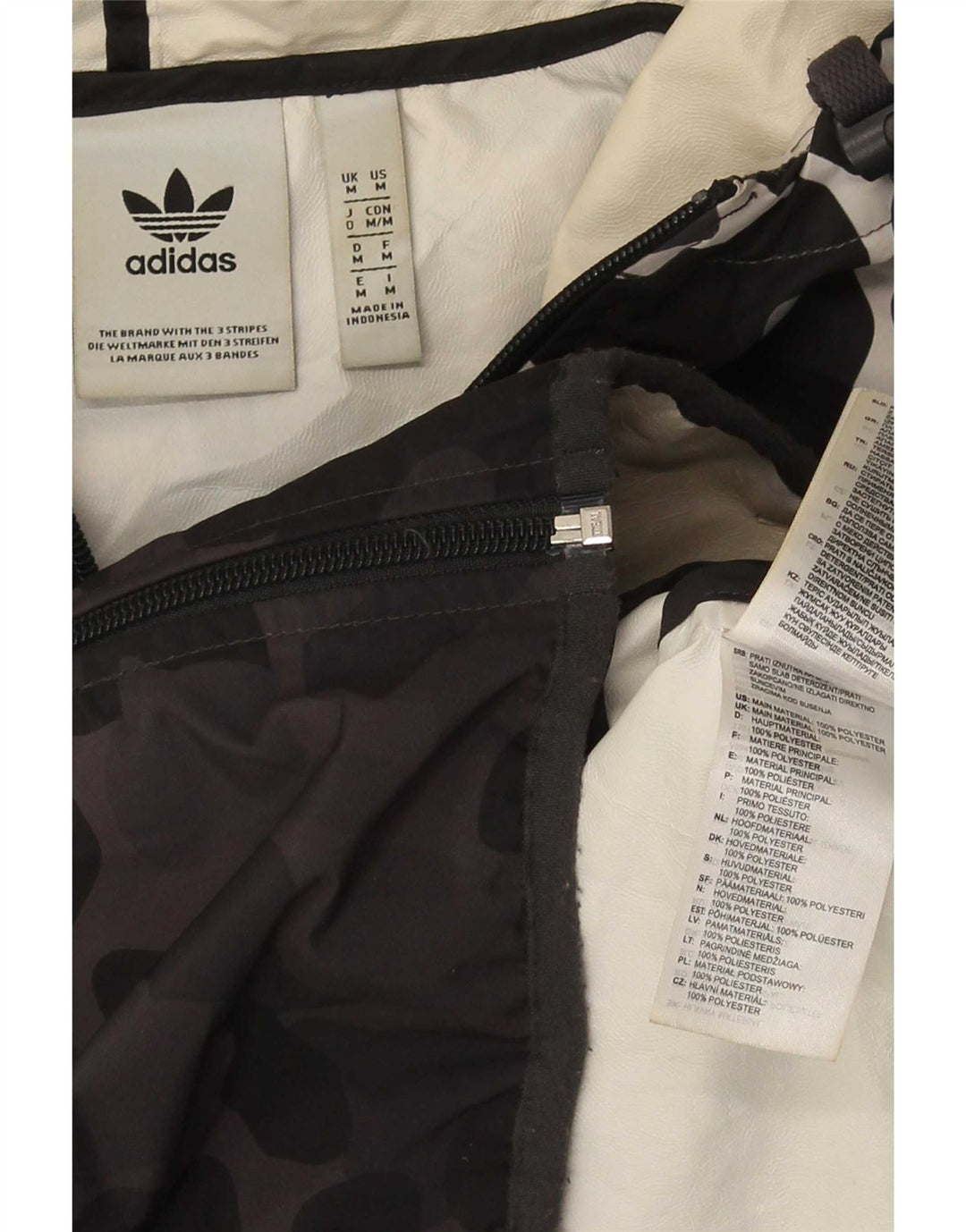 Adidas Chaqueta impermeable con capucha para hombre UK 38 Poliéster de camuflaje gris medio