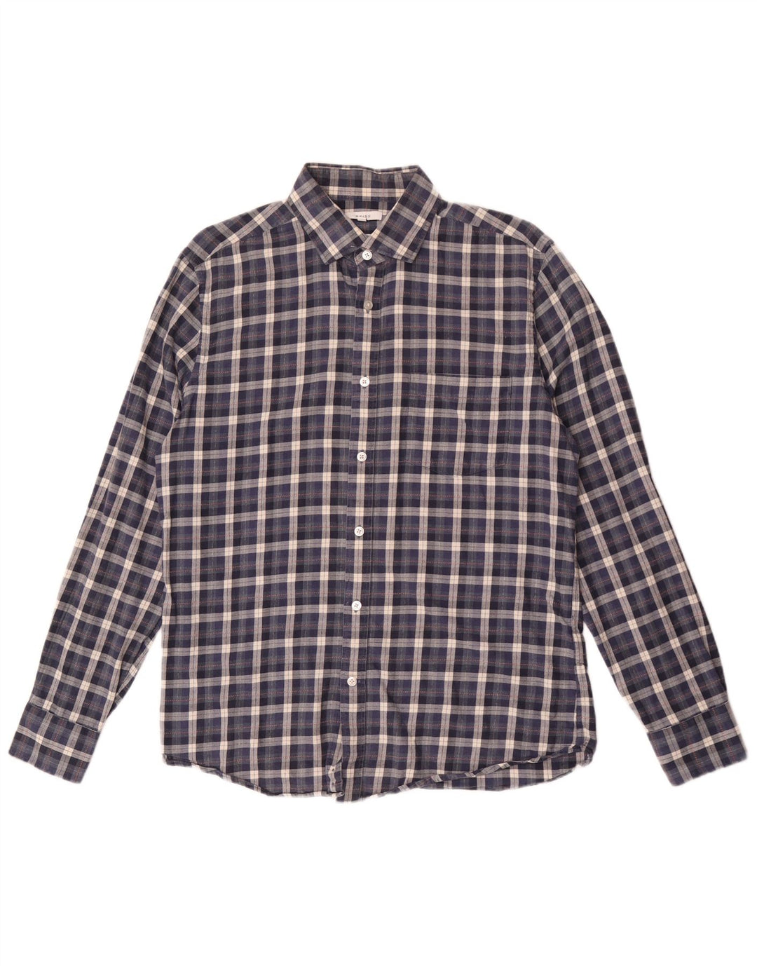 Camisa de franela de corte regular Reiss para hombre Algodón a cuadros azul marino grande