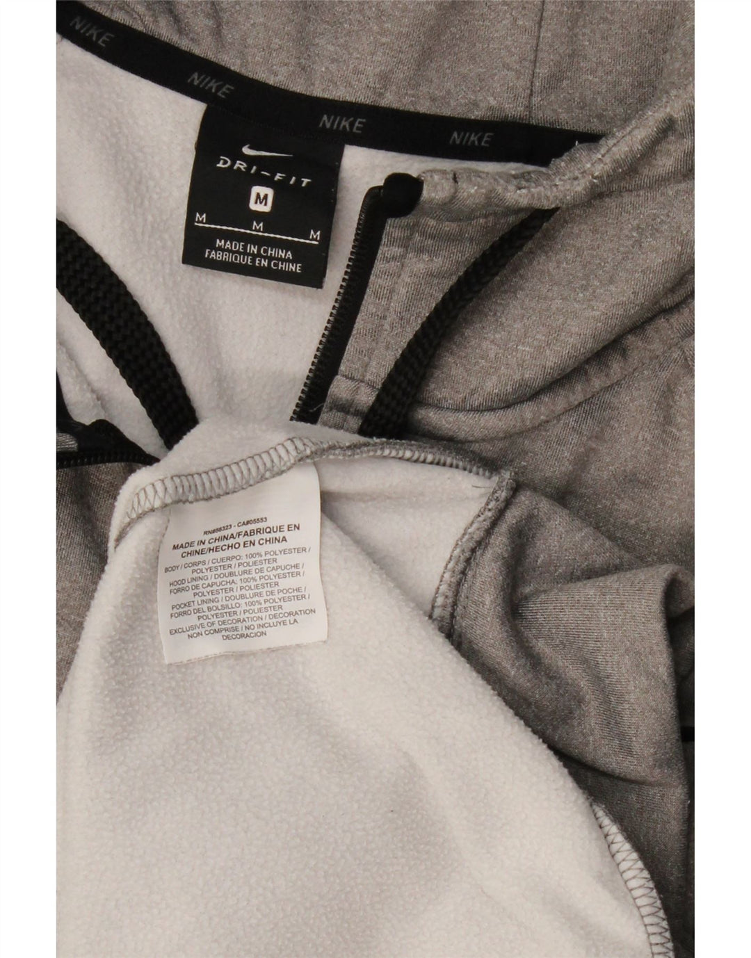 NIKE Sudadera con capucha y cremallera Dri Fit para hombre Poliéster gris medio