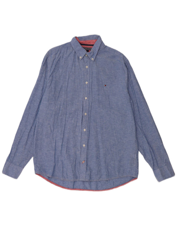 Camisa Tommy Hilfiger Hombre Grande Azul Algodón