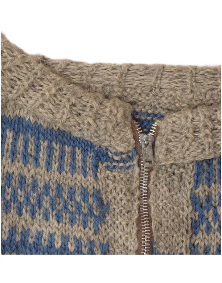 Vintage hombres Cardigan suéter grande gris rayas