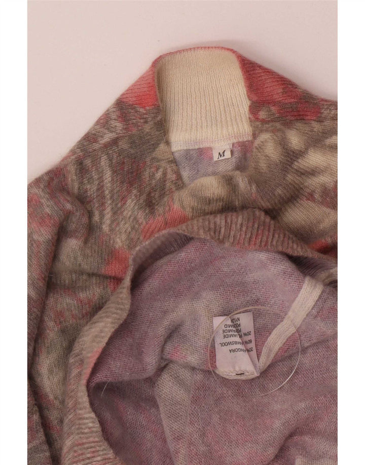 Vintage mujer tortuga cuello jumper suéter Reino Unido 12 medio multicolor retro