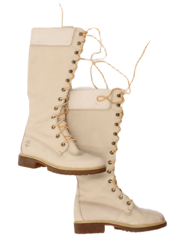 Timberland Botas altas hasta la rodilla de cuero para mujer Talla UK 6 Cuero beige
