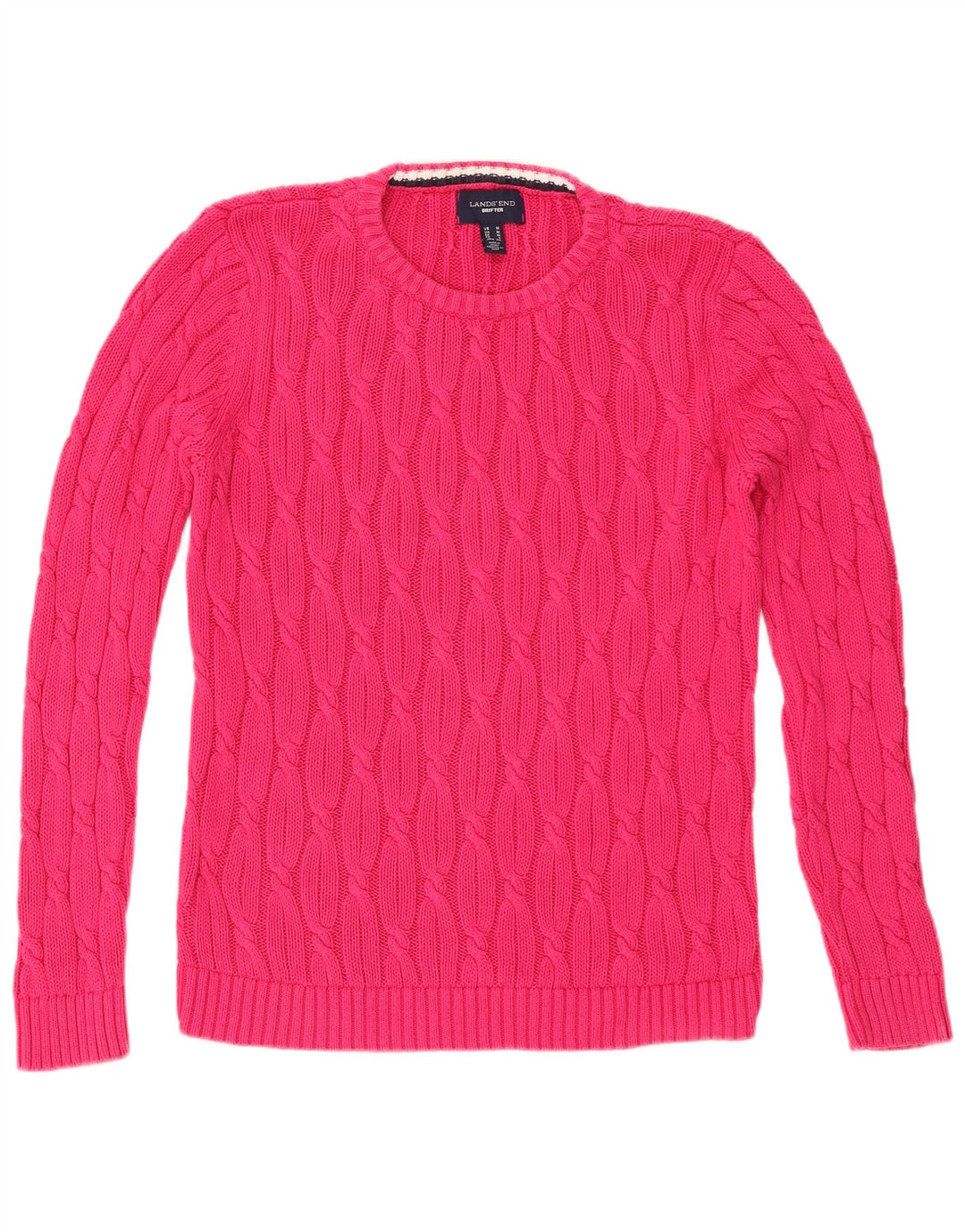 Lands End Jersey de cuello redondo para mujer UK 14 Algodón rosa medio