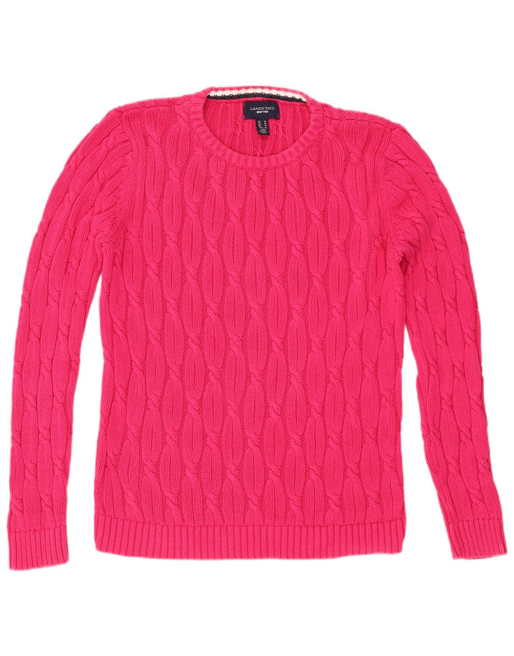 Lands End Jersey de cuello redondo para mujer UK 14 Algodón rosa medio