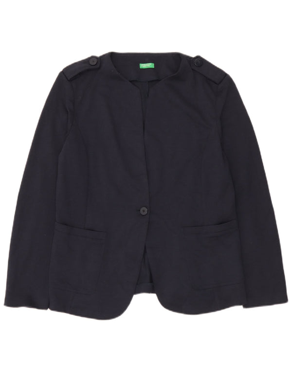 Benetton Chaqueta Americana Militar De 1 Botón Para Mujer UK 44 Grande Azul Marino