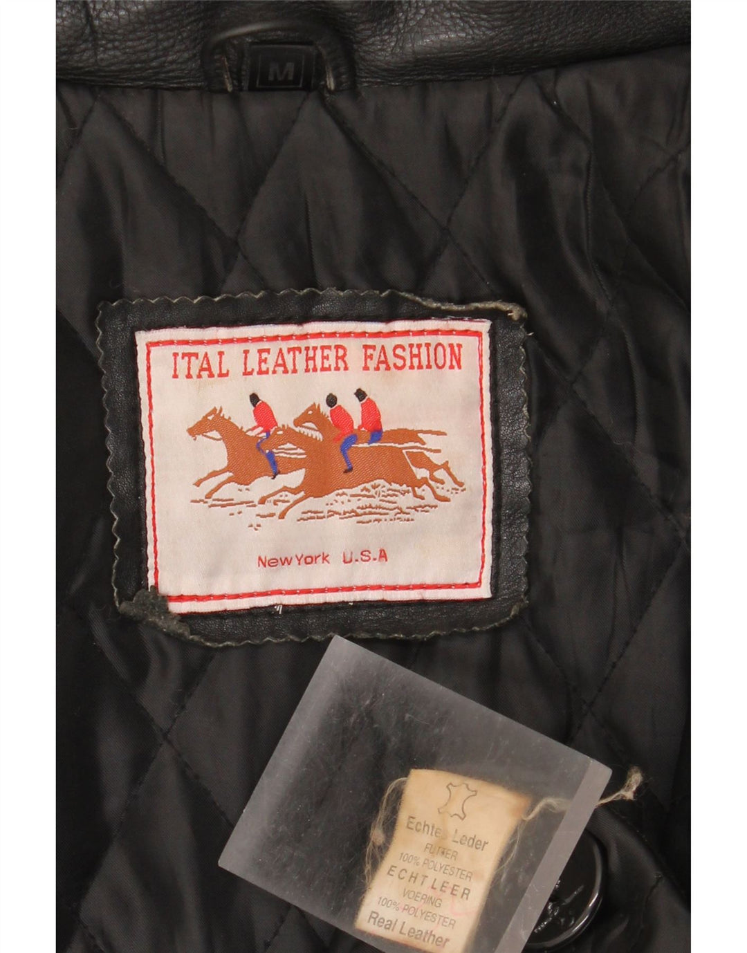 Vintage hombres oversize doble pecho chaqueta de cuero Reino Unido 38 medio negro