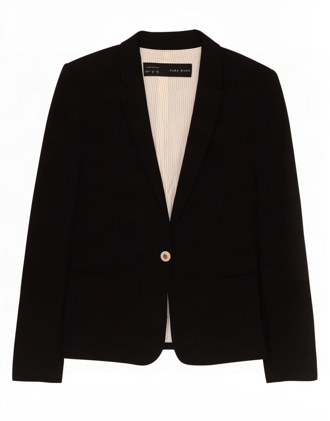 Zara Mujer Chaqueta Blazer De 1 Botón UK 8 Small Acetato Negro