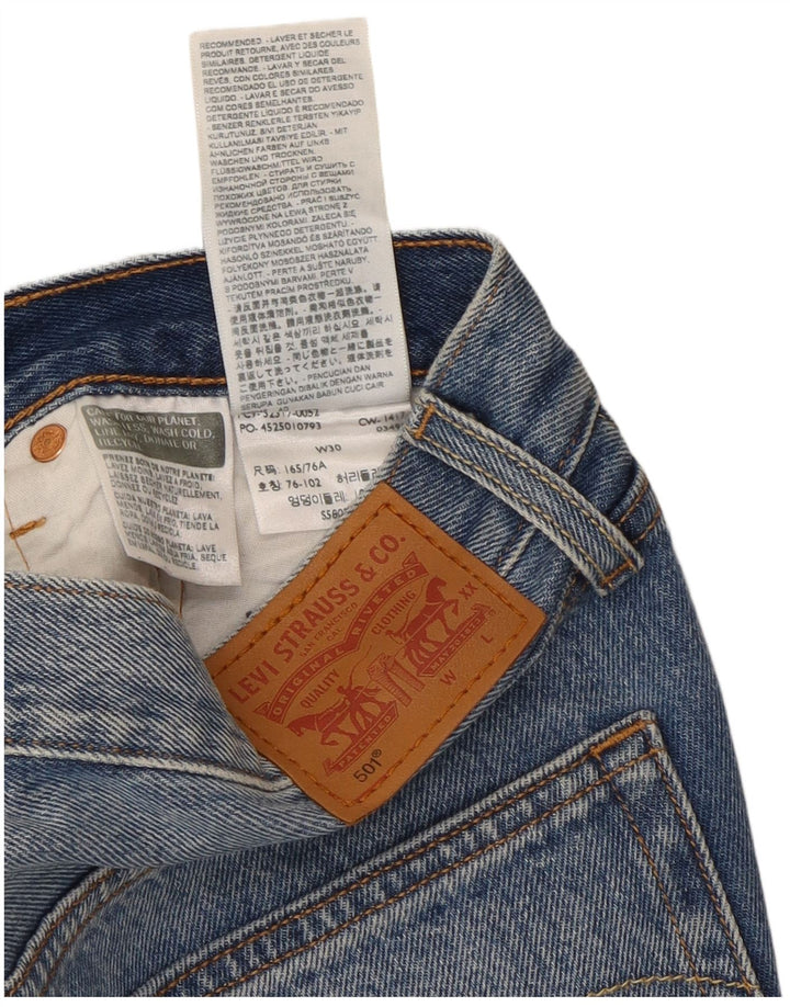 LEVI'S Mujer 501 Shorts Vaqueros W30 Algodón Azul Medio