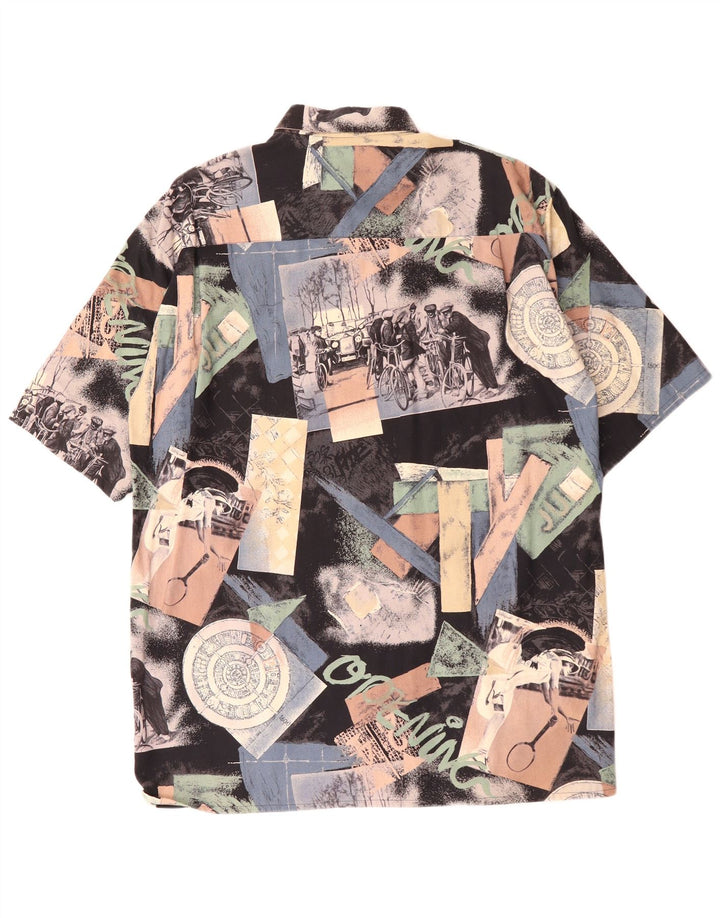 RUDNICK Camisa de manga corta con estampado abstracto para hombre, talla mediana, multicolor