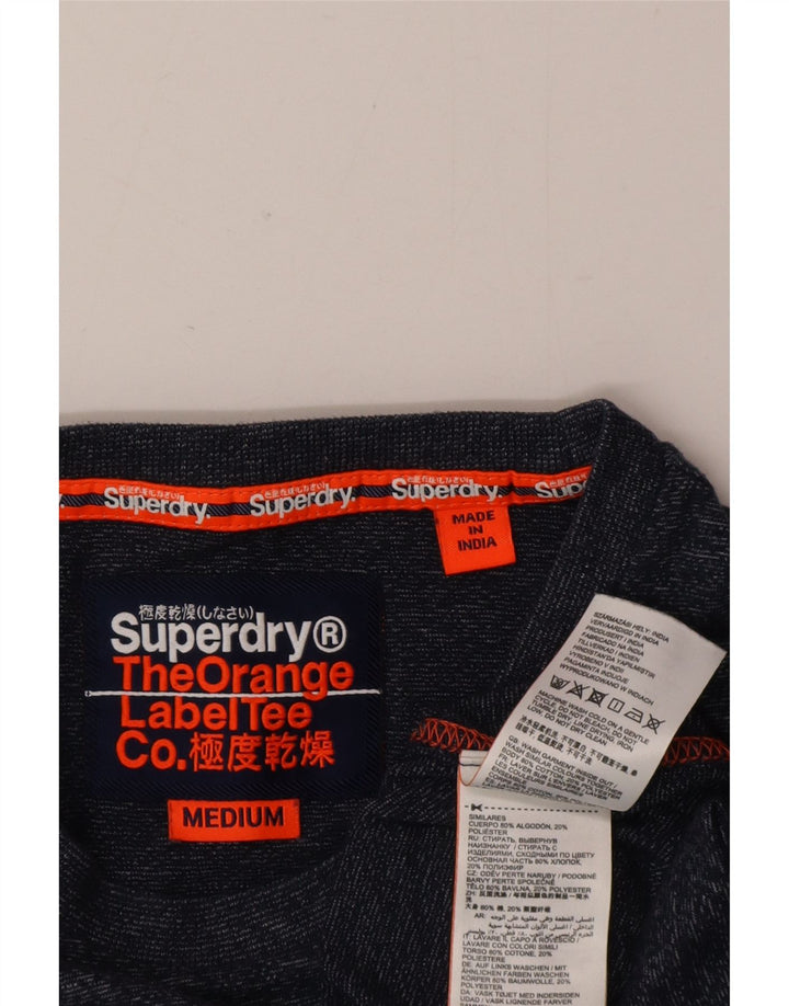 Superdry Camiseta para hombre Top Medium de algodón moteado en azul marino