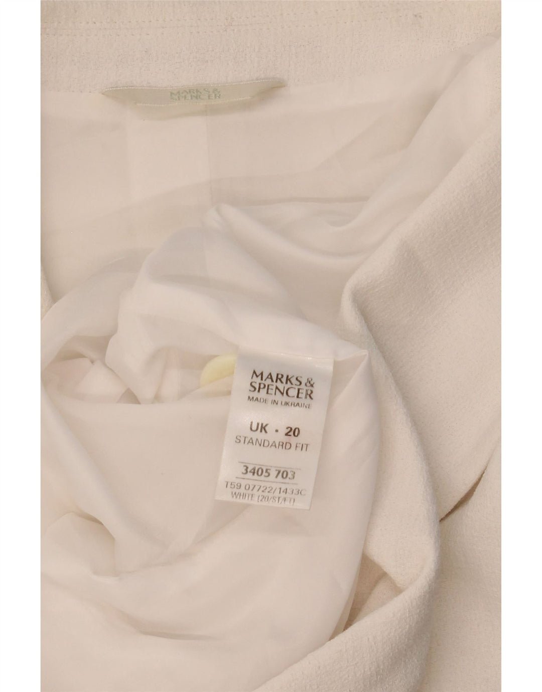 Marks & Spencer Chaqueta Blazer de Manga Corta con 2 Botones para Mujer UK 20 2XL Blanco