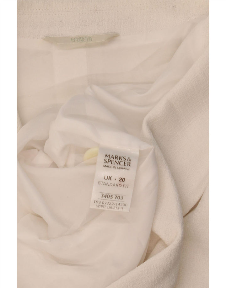 Marks & Spencer Chaqueta Blazer de Manga Corta con 2 Botones para Mujer UK 20 2XL Blanco