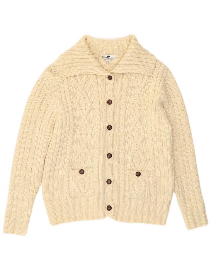 Vintage mujer Cardigan suéter IT 44 medio de lana blanca