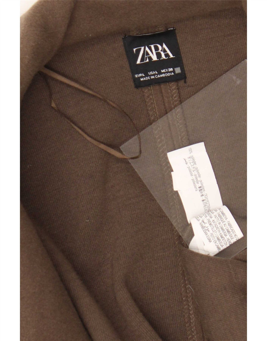 Zara Mujer Abrigo Abierto UK 46 Grande Poliéster Marrón