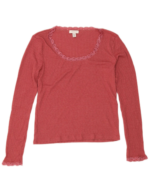 Topshop Top de mujer de manga larga UK 46 Large Pink Cotton